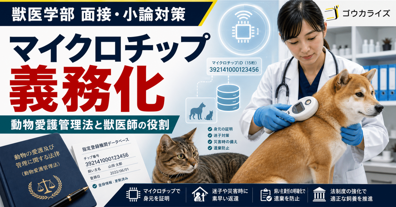 【獣医学部 面接・小論対策】 マイクロチップ義務化と動物愛護管理法――獣医学部志望者が知っておくべきことに関する大学受験ブログ記事のサムネイル画像