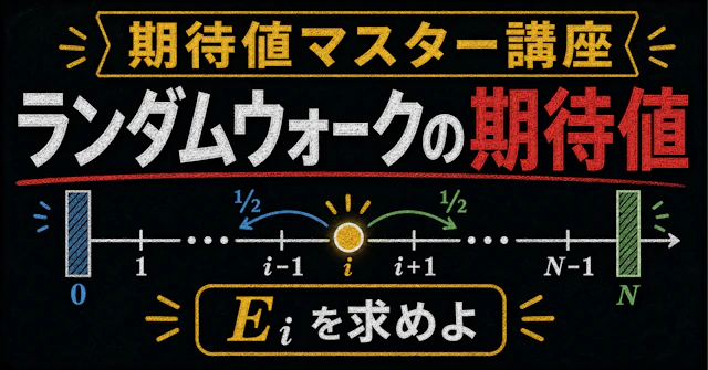 【期待値マスター講座45】ランダムウォークの吸収時間を漸化式で解く (大学入試数学)に関する大学受験ブログ記事のサムネイル画像