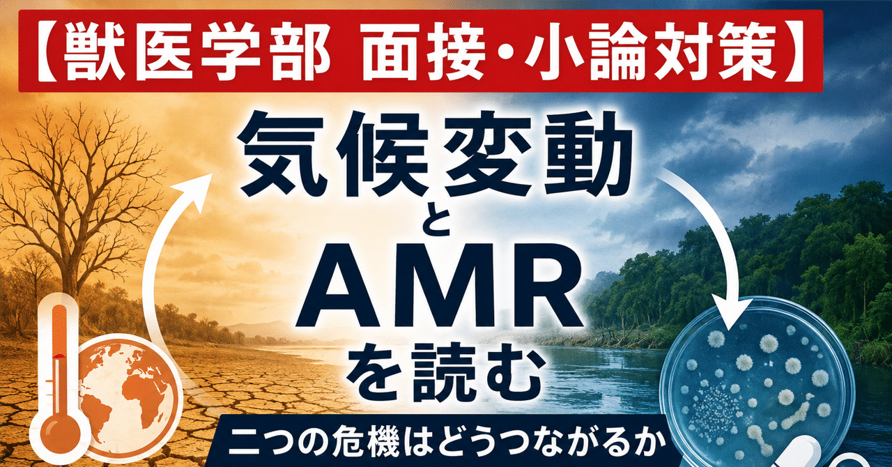 【獣医学部 面接・小論対策】 気候変動とAMRを読む――二つの危機はどうつながるかに関する大学受験ブログ記事のサムネイル画像