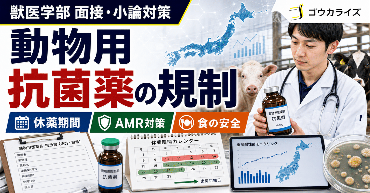 【獣医学部 面接・小論対策】 動物用抗菌薬の規制 〜獣医師が知るべきルールと面接での答え方〜に関する大学受験ブログ記事のサムネイル画像