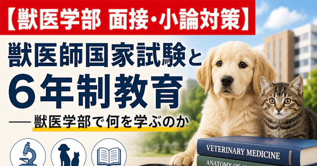 【獣医学部 面接・小論対策】 獣医師国家試験と6年制教育――獣医学部で何を学ぶのかに関する大学受験ブログ記事のサムネイル画像
