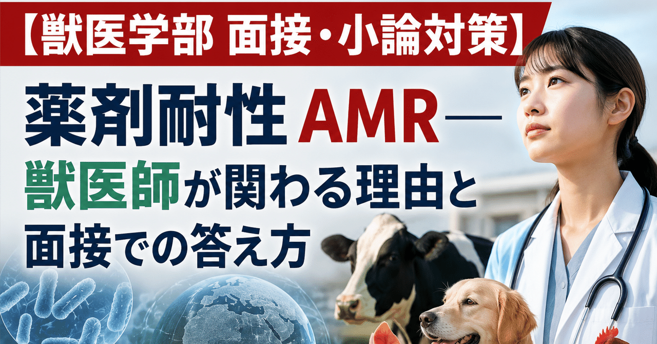 【獣医学部 面接・小論対策】 薬剤耐性AMR    〜獣医師が関わる理由と面接での答え方〜に関する大学受験ブログ記事のサムネイル画像
