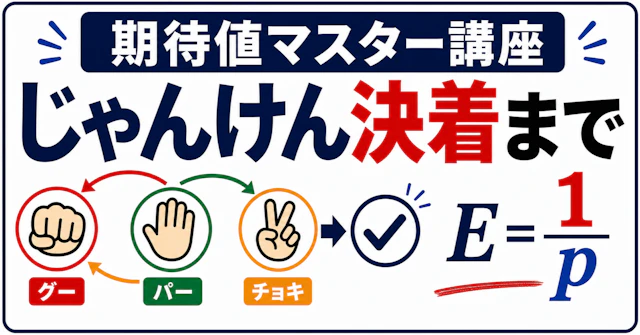 【期待値マスター講座46】じゃんけんが決着するまでの回数の期待値を求めよ （大学入試数学）に関する大学受験ブログ記事のサムネイル画像