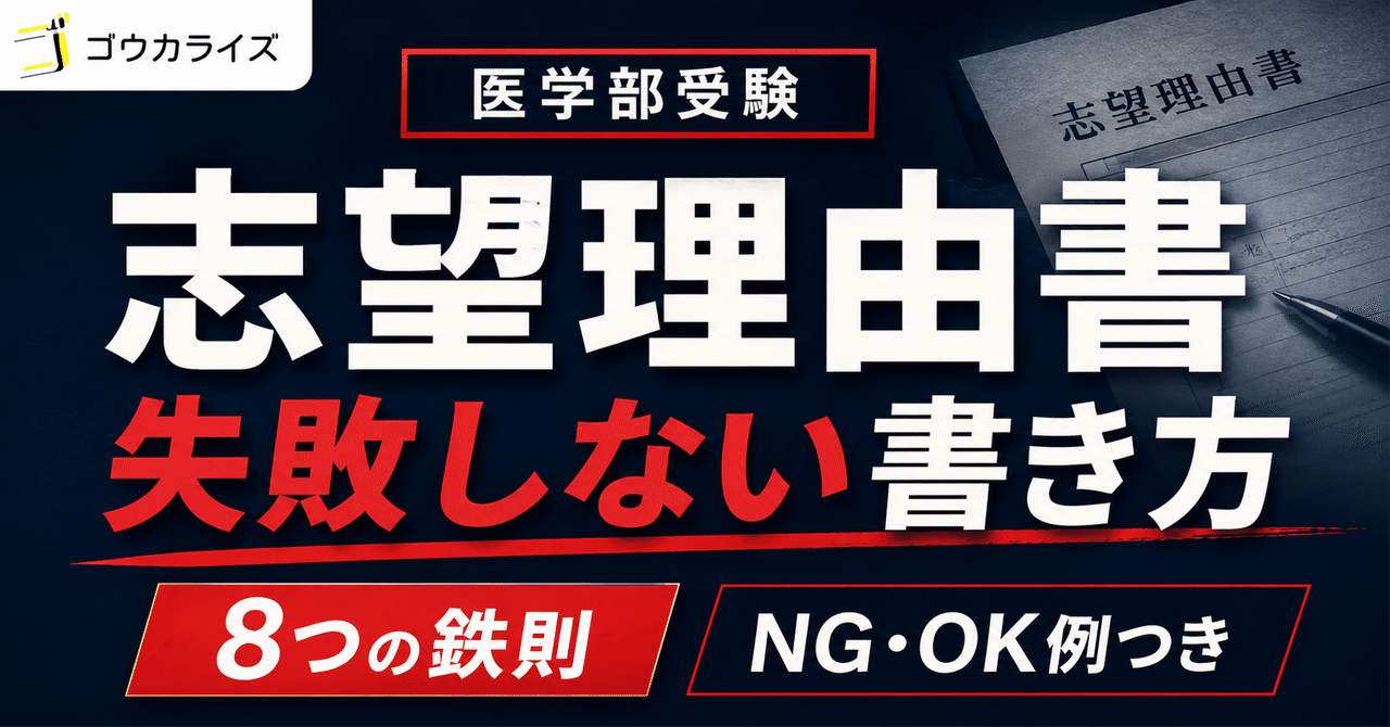 【医学部受験】絶対に失敗しない「志望理由書」の書き方と8つの鉄則（NG・OK例つき）に関する大学受験ブログ記事のサムネイル画像