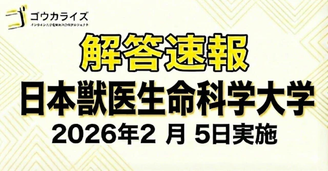【2026年解答速報】日本獣医生命科学大学 (2/5実施) に関する大学受験ブログ記事のサムネイル画像