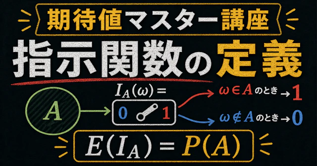 【期待値マスター講座21】"指示関数"の定義と「E(I_A)=P(A)と包除原理の関係」を理解するに関する大学受験ブログ記事のサムネイル画像