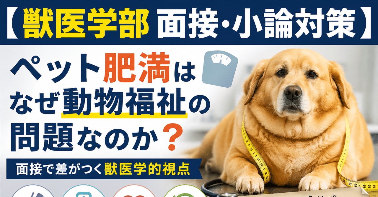 【獣医学部 面接・小論対策】 ペット肥満はなぜ動物福祉の問題なのか――面接で差がつく獣医学的視点に関する大学受験ブログ記事のサムネイル画像