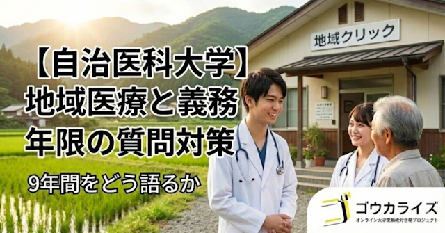 【自治医科大学】地域医療と義務年限の質問対策｜9年間をどう語るかに関する大学受験ブログ記事のサムネイル画像
