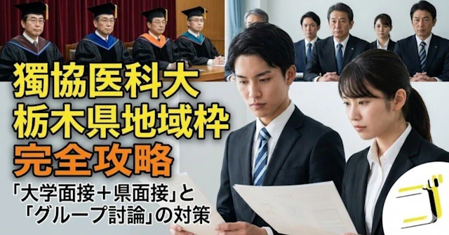 【獨協医科大学】栃木県地域枠の完全攻略|「大学面接+県面接」と「グループ討論」の対策に関する大学受験ブログ記事のサムネイル画像