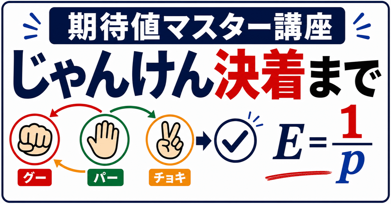 【期待値マスター講座46】じゃんけんが決着するまでの回数の期待値を求めよ (大学入試数学)に関する大学受験ブログ記事のサムネイル画像