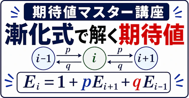 【期待値マスター講座42】状態が変わる問題。漸化式で解く期待値！に関する大学受験ブログ記事のサムネイル画像