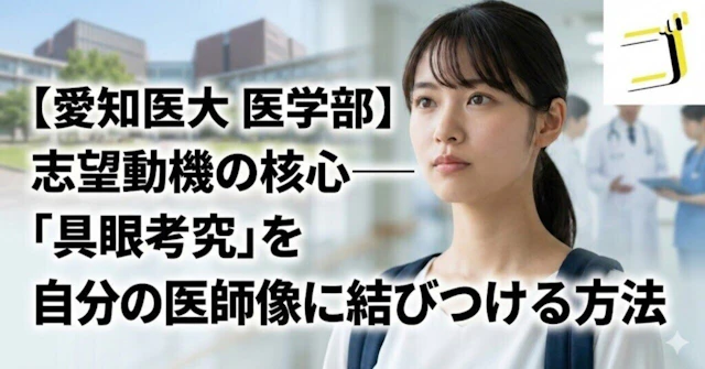 【愛知医大 医学部】志望動機の核心—「具眼考究」を自分の医師像に結びつける方法に関する大学受験ブログ記事のサムネイル画像