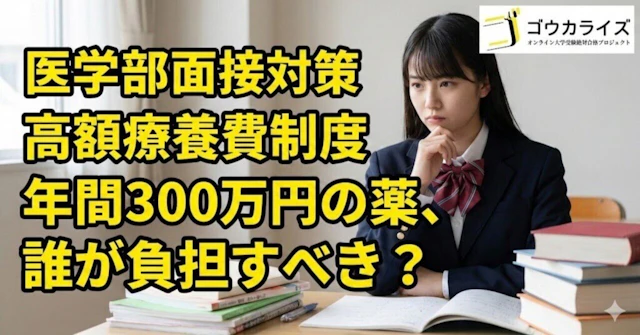 【医学部面接対策】高額療養費制度｜年間300万円の薬、誰が負担すべき？に関する大学受験ブログ記事のサムネイル画像