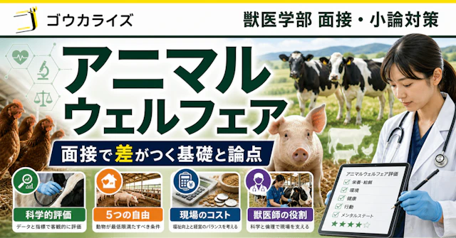 【獣医学部 面接・小論対策】 アニマルウェルフェアとは何か――獣医学部志望者が押さえるべき基礎と論点に関する大学受験ブログ記事のサムネイル画像