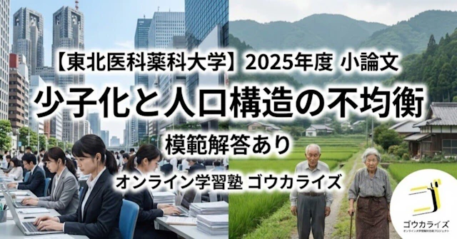 【東北医科薬科大学】2025年度 小論文：少子化と人口構造の不均衡【模範解答あり】に関する大学受験ブログ記事のサムネイル画像