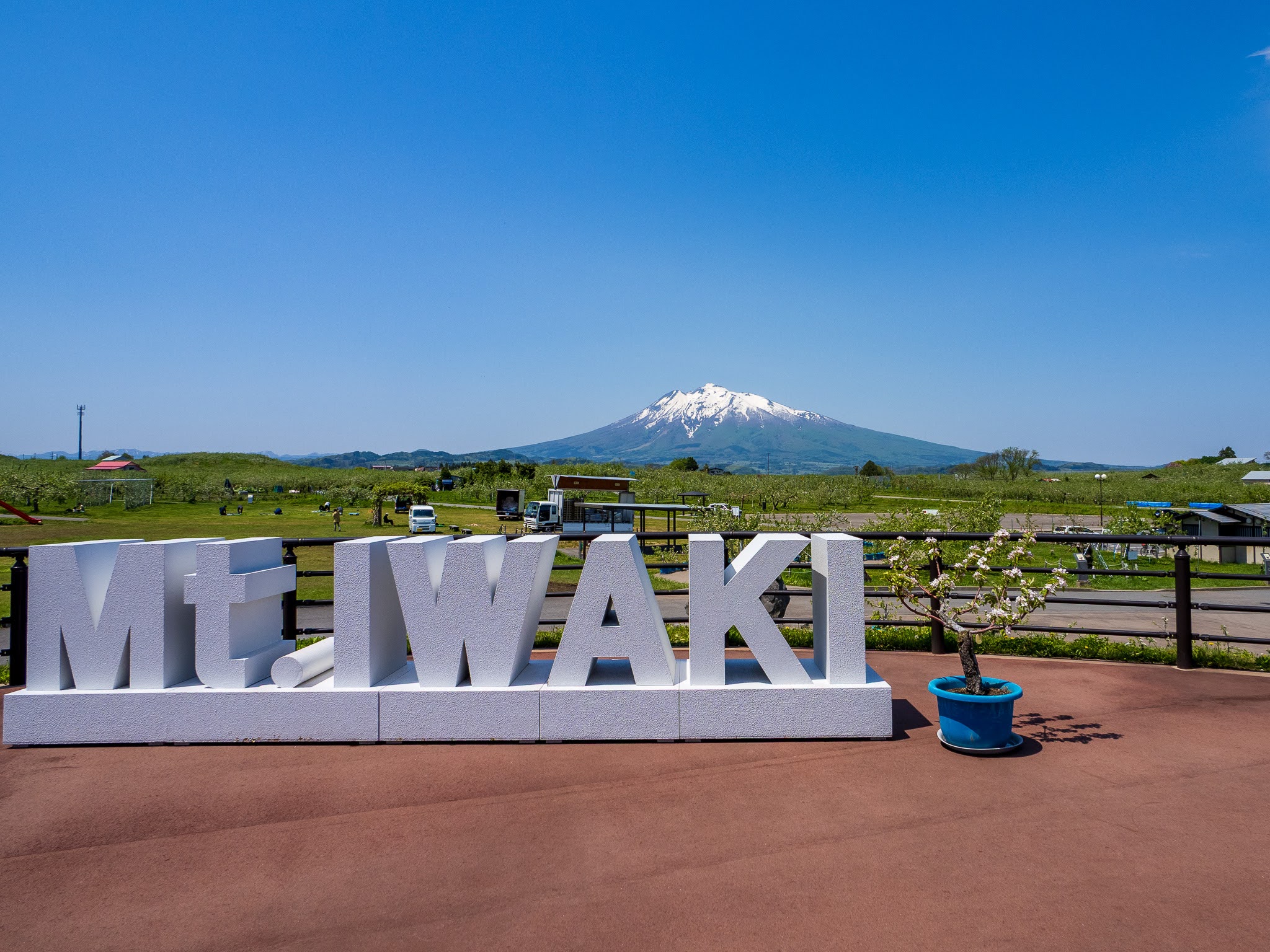 （りんご公園から見た岩木山）
