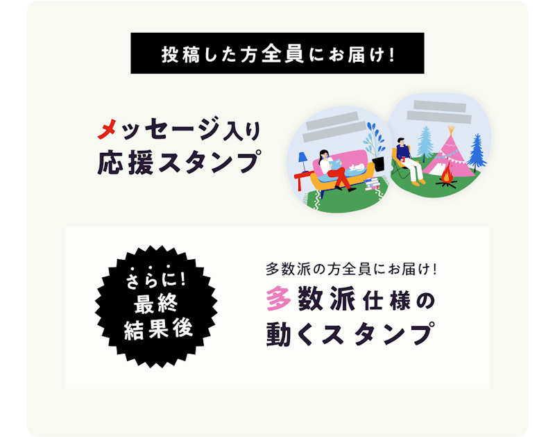 投稿した方全員に応援スタンプをお届け!