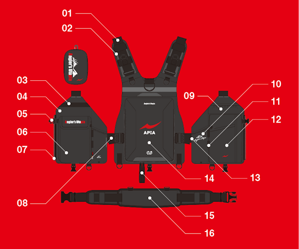 ウェア ANGLER'S SUPPORT VEST Ver4 ANGLER'S SUPPORT VEST Ver.4 | 装備 | APIA