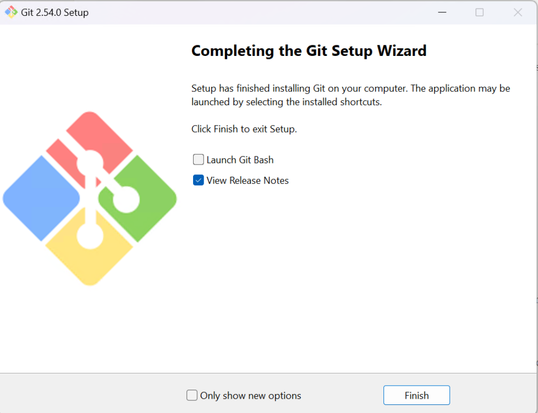 Gitインストーラーの完了画面(Completing the Git Setup Wizard)