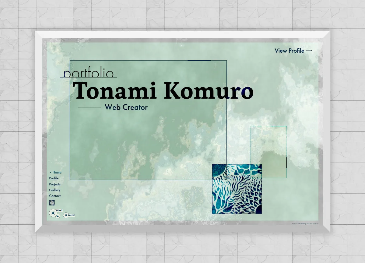 Large viewport display - CSS-styled content frame on white tiled background