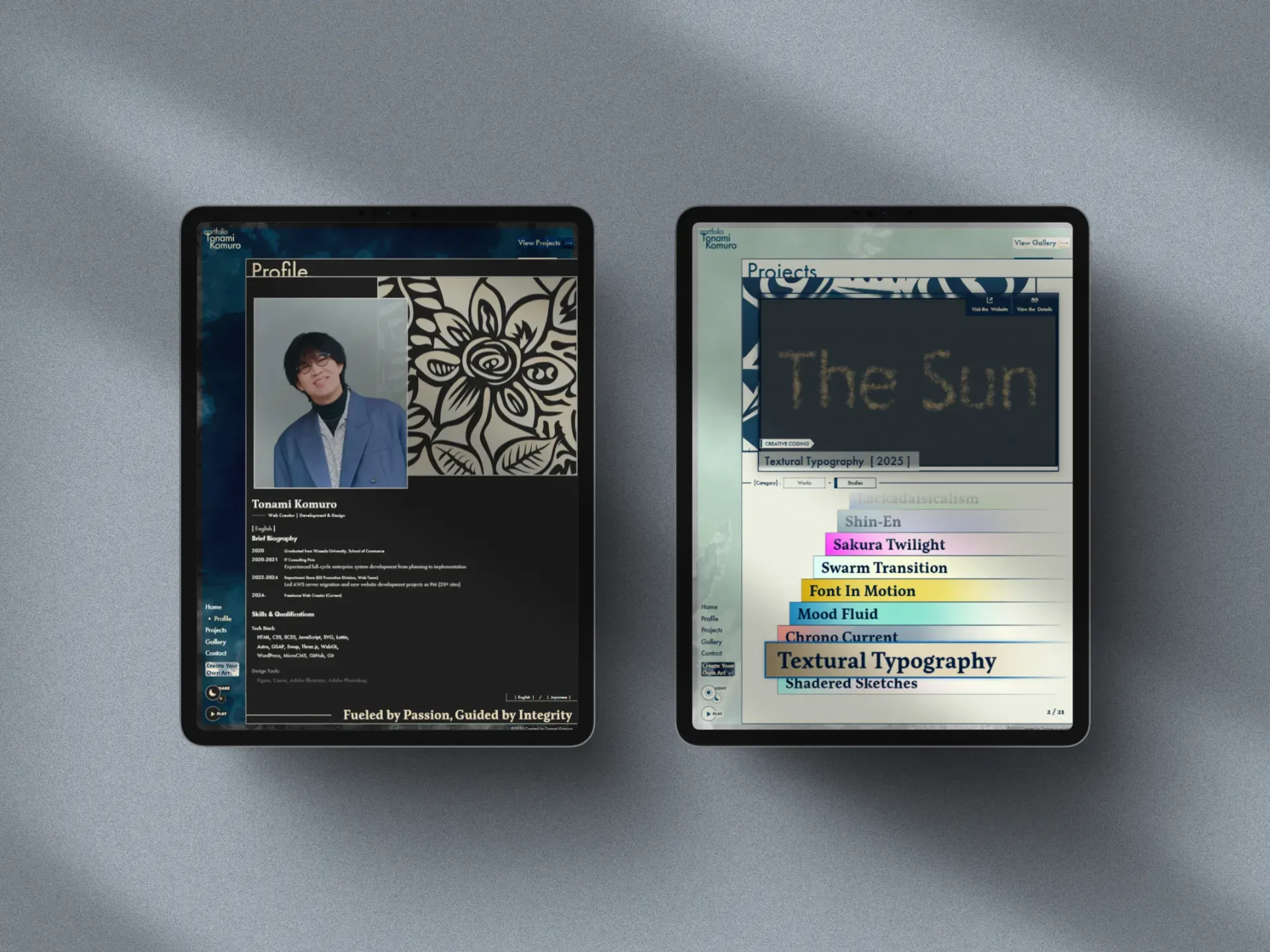Portfolio ver.1 responsive preview - Tablet mockups