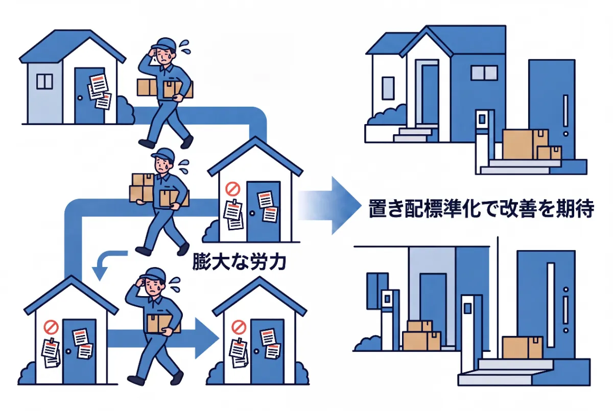 再配達の負担と置き配標準化で改善
