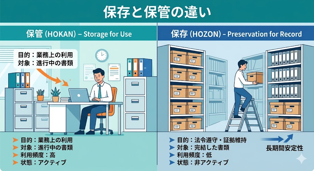 保存と保管の違い｜文書管理のルールから法律上の定義まで解説