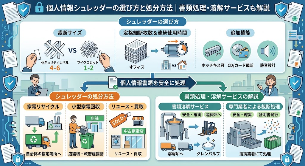 個人情報シュレッダーの選び方と処分方法｜書類処理・溶解サービスも解説