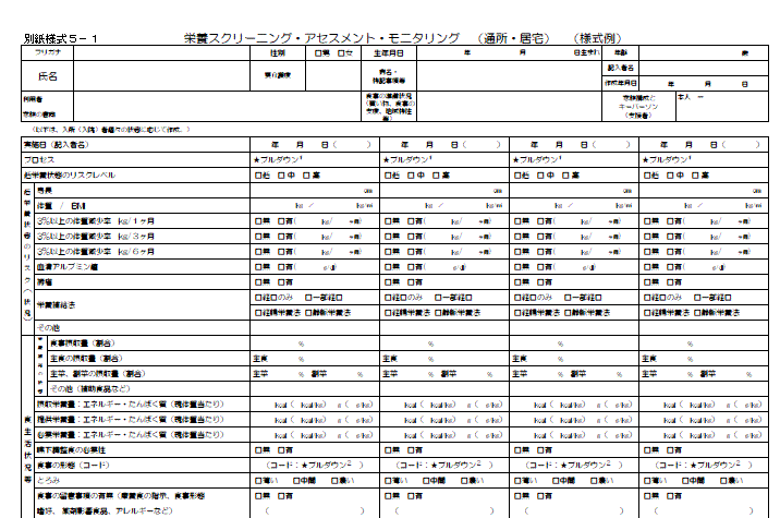 栄養スクリーニング アセスメント モニタリング様式 通所系サービス とは 書き方と様式無料dl 21年度改正対応 介護経営ドットコム