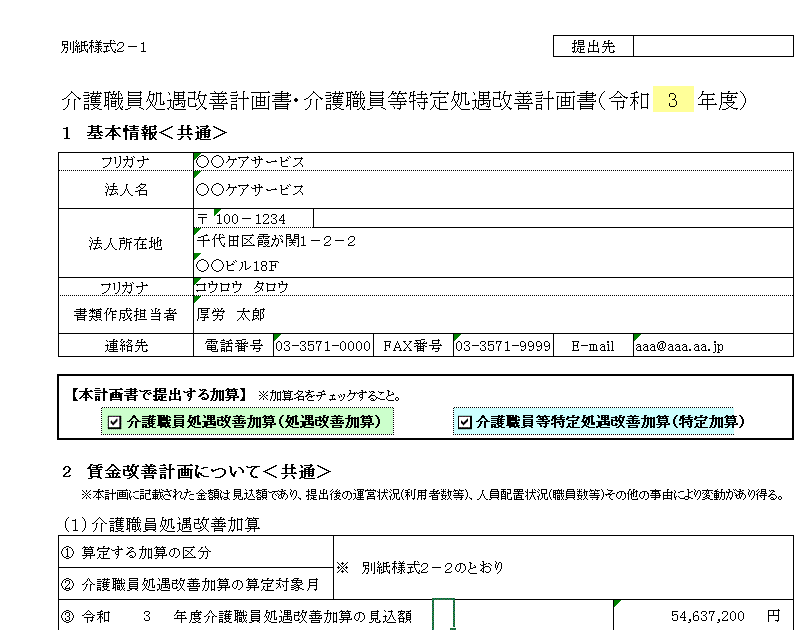 介護職員処遇改善計画書の書き方と様式無料dl 21年度改正対応 介護経営ドットコム