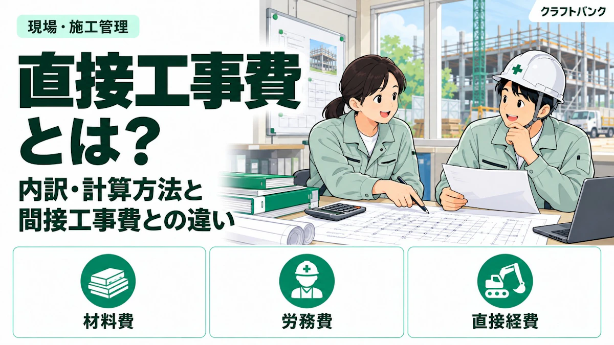 直接工事費とは？内訳・計算方法と間接工事費との違いを解説