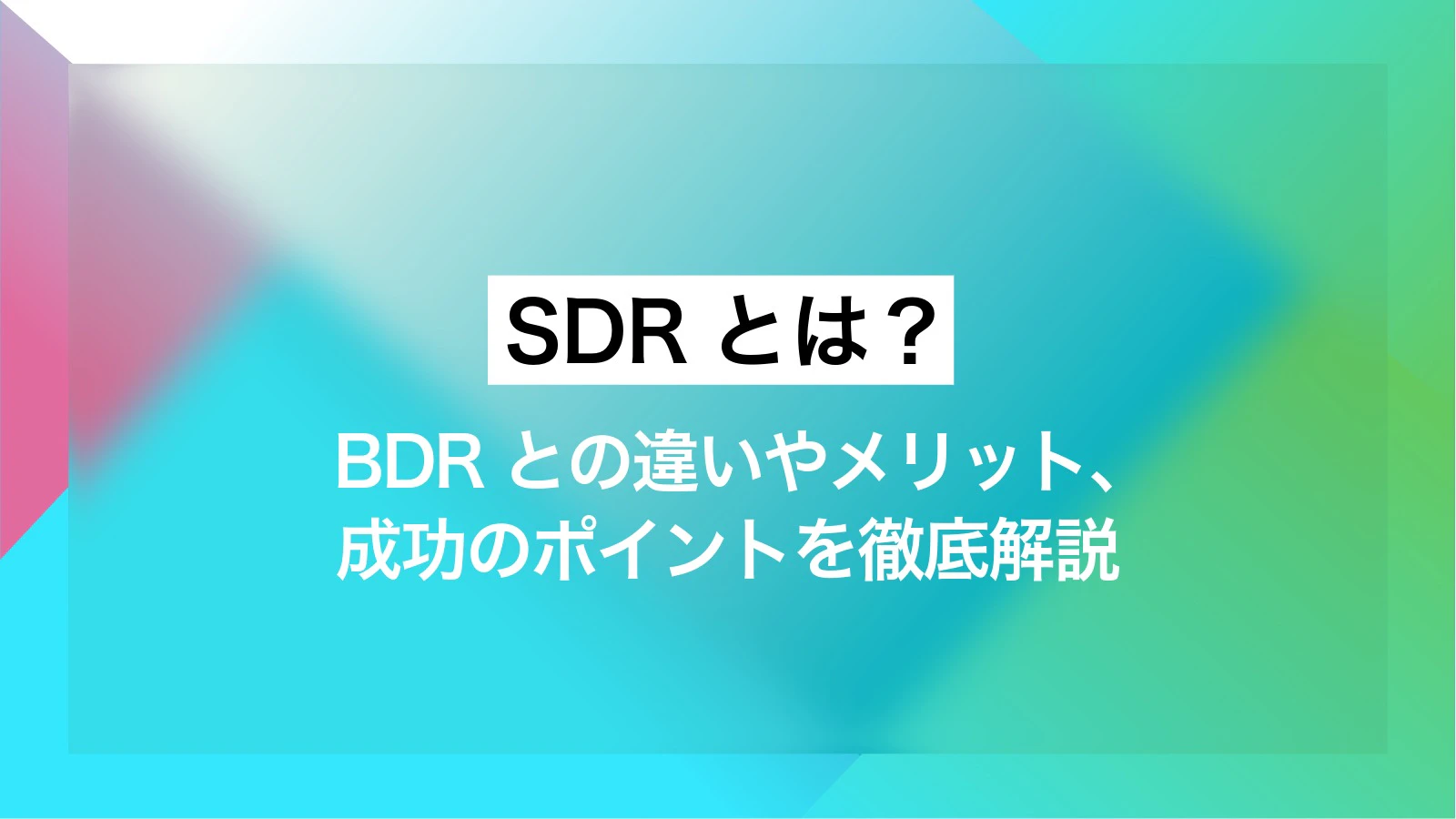 SDRとは？ BDRとの違いやメリット、成功のポイントを徹底解説