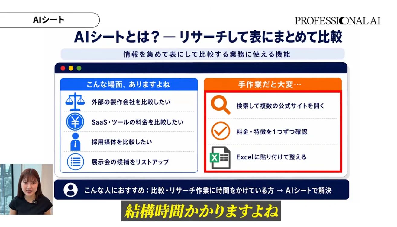 GensparkAIシートの活用場面