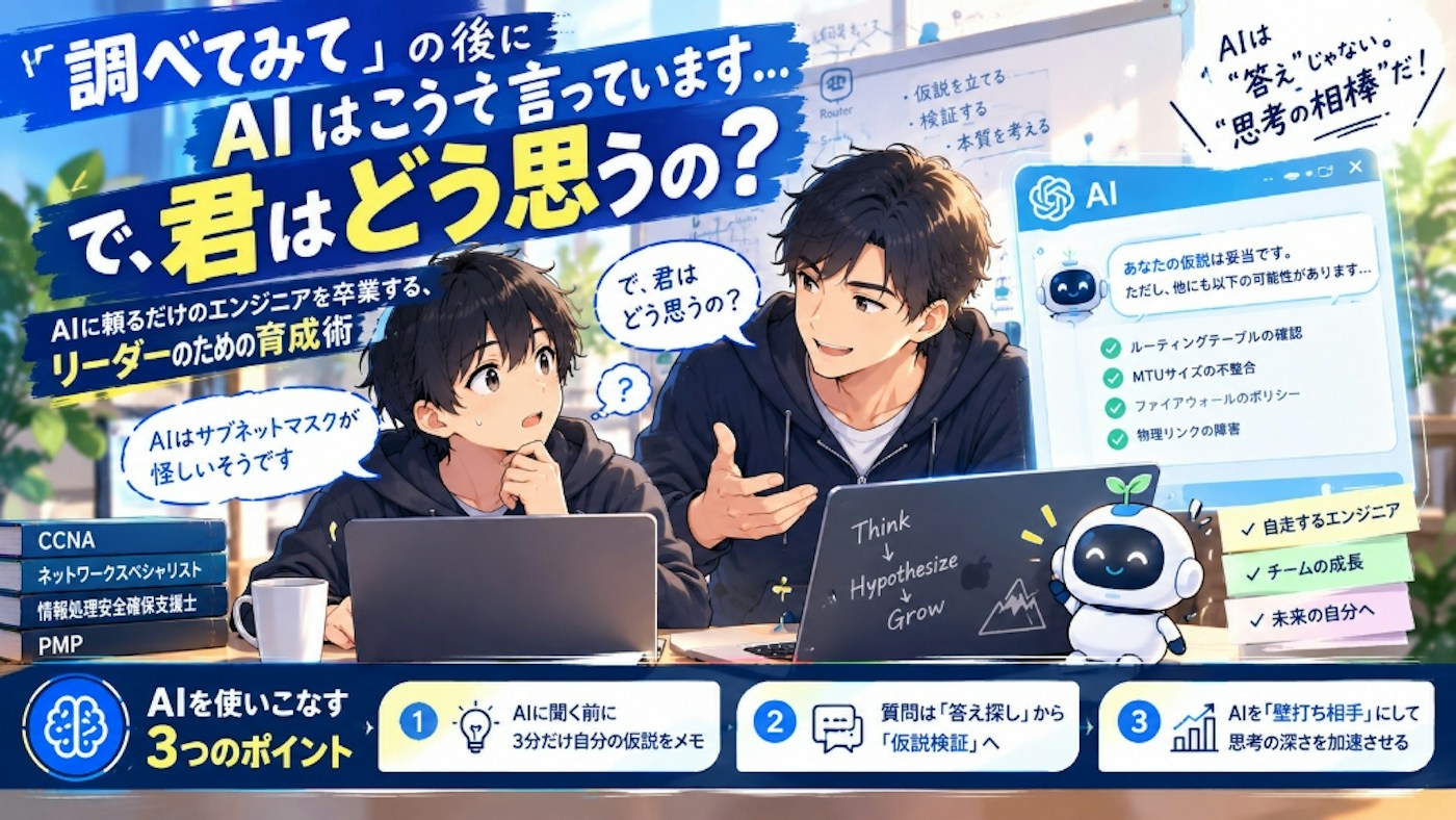 「AIはこう言っています」に、私は「で、君はどう思うの？」と返した。〜未経験若手を育てるチームリーダーが辿り着いた、AI時代のエンジニア育成論〜