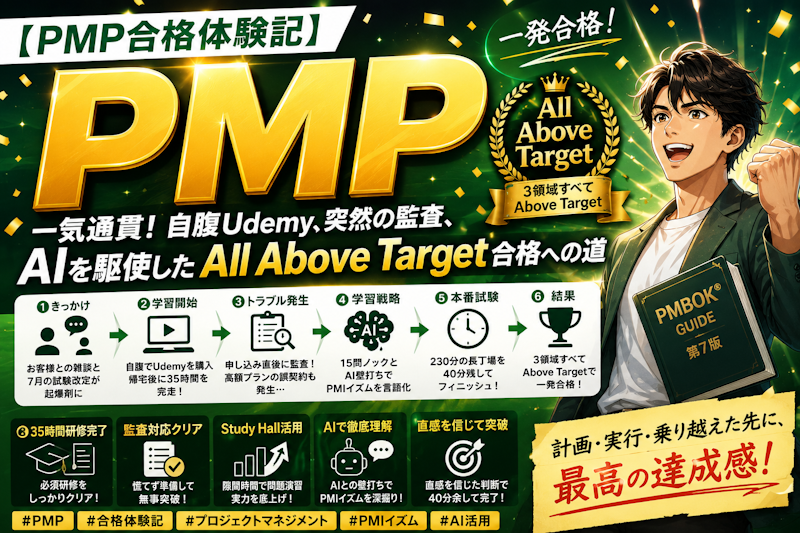 【PMP合格体験記】一気通貫！自腹Udemy、突然の監査、AIを駆使したAll Above Target合格への道