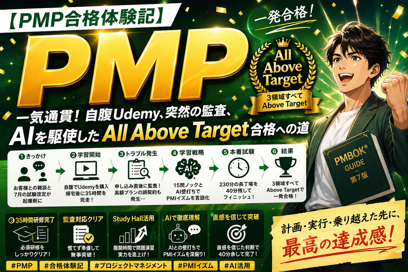 【PMP合格体験記】一気通貫！自腹Udemy、突然の監査、AIを駆使したAll Above Target合格への道