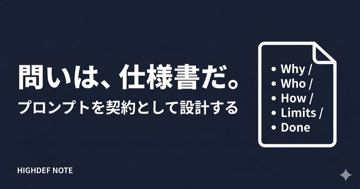 なぜAIに「いい感じで」と頼むと失敗するのか？プロンプトを契約書として設計する方法