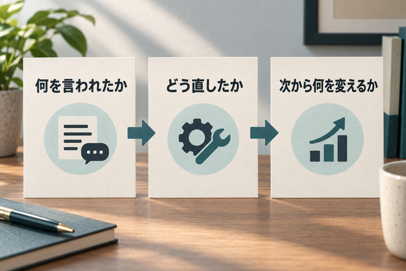 指摘、今回の修正、次回の基準を分けて残す記録の型