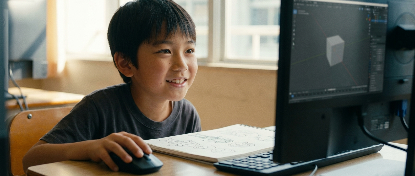 Blenderで「推しキャラ」を創造する子供たち
