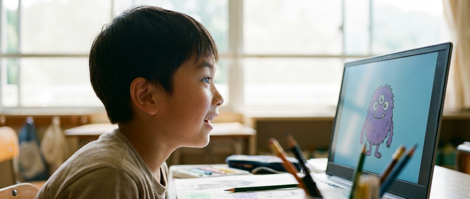 「先生、AIが僕の考えたモンスター描いてくれた！」目を輝かせる生徒たち