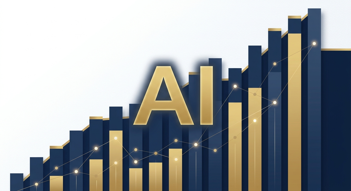AIコンサル案件の急増を示す右肩上がりのグラフ風イラスト