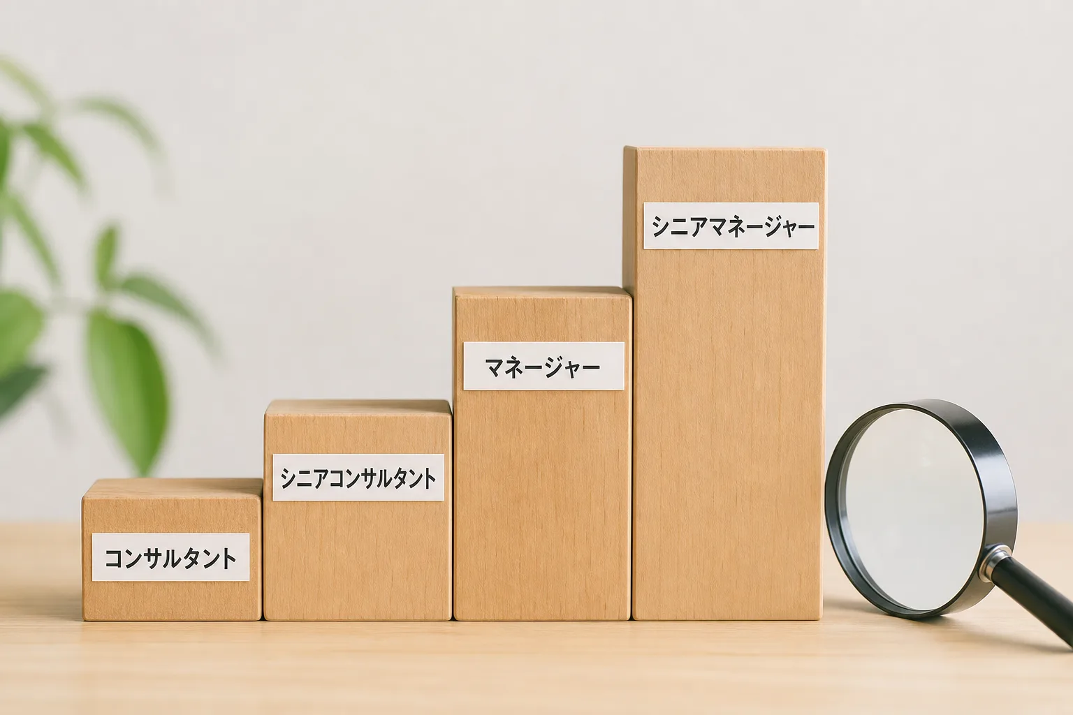職位別の単価水準を階段状のブロックで示し、自身の立ち位置を見直すイメージ（フリーランスコンサルタントの単価ベンチマーク）