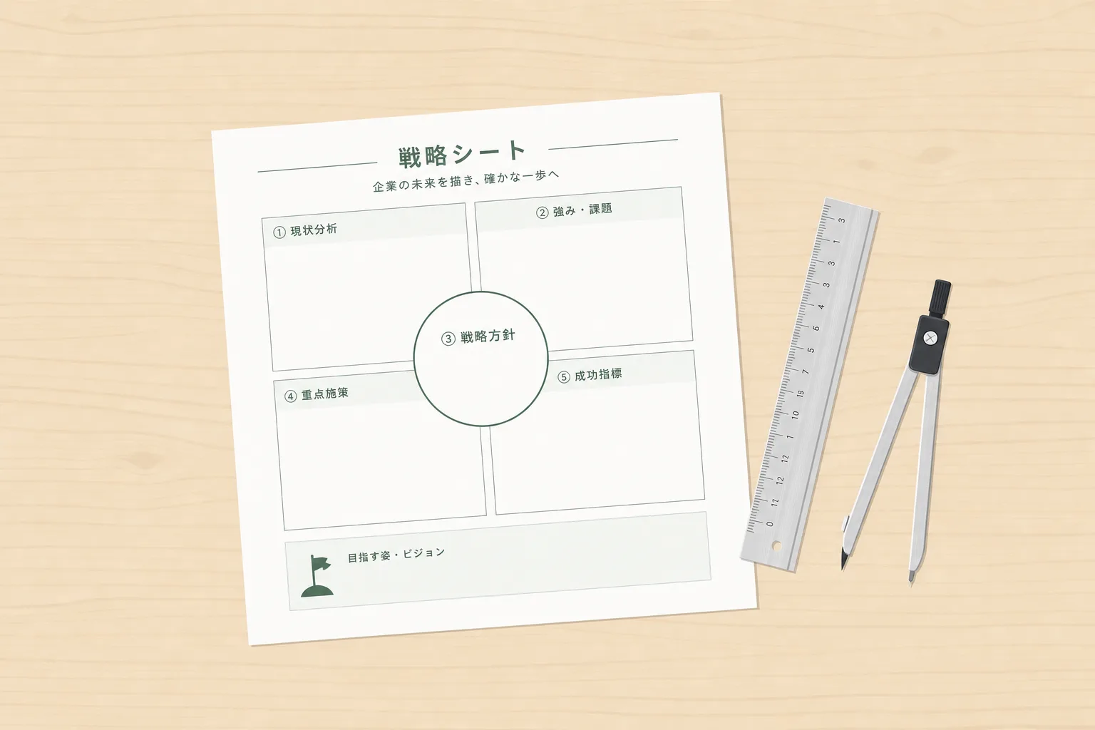 画一的な大きな戦略ではなく、対象企業1社に合わせて丁寧に調整した小さな戦略を組み立てる様子（中小企業向け『身の丈DX戦略』のイメージ）