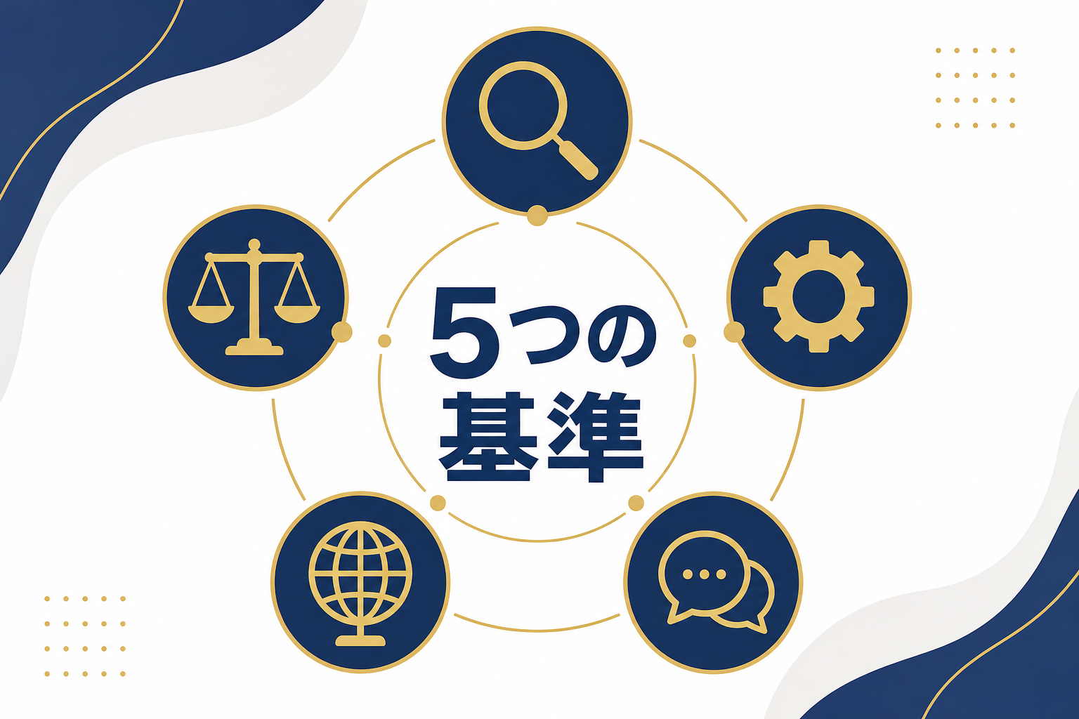 エージェントを選ぶ5つの基準を表すアイコンイラスト