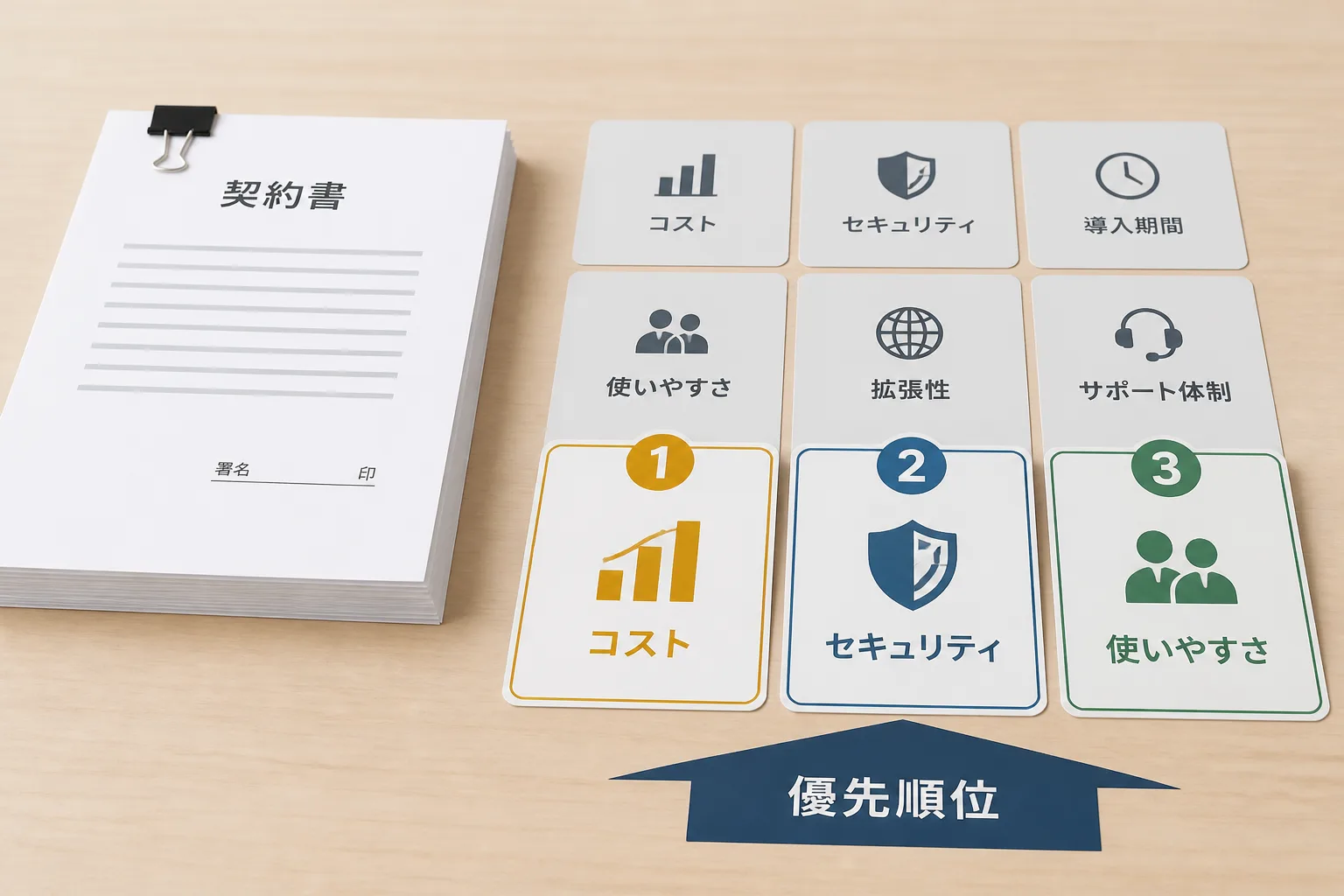 独立コンサルタントが支援先で複数の指標の中から優先して着手するものを選び出している様子