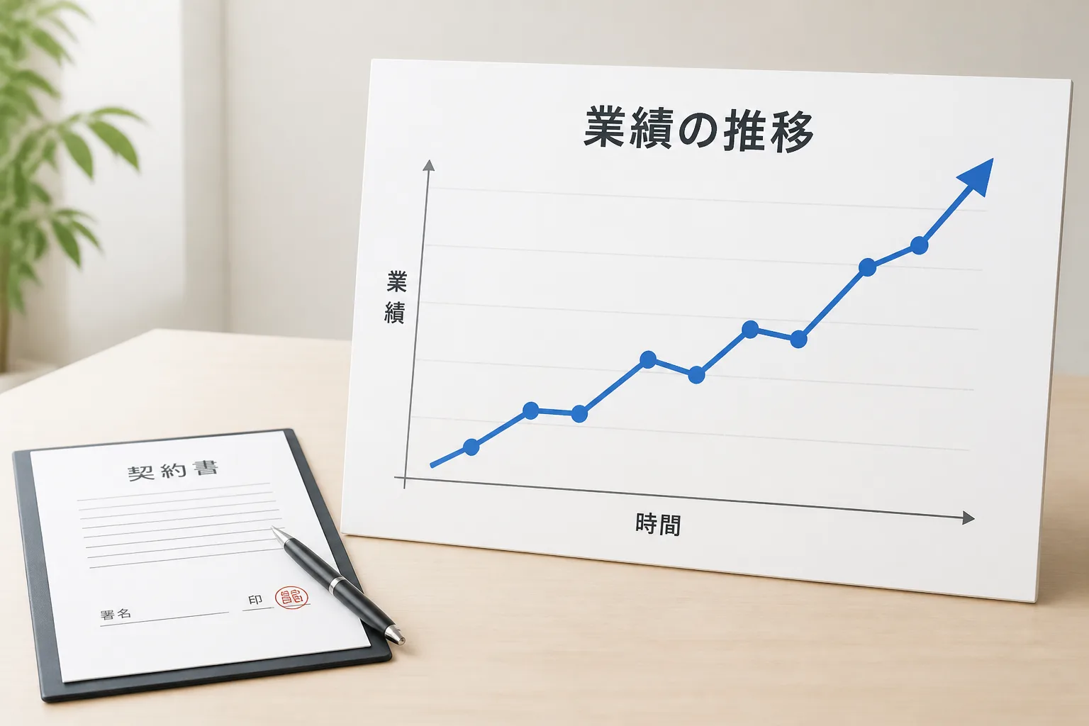契約書レビューの外部委託ニーズの高まりを示すグラフ風のイラスト