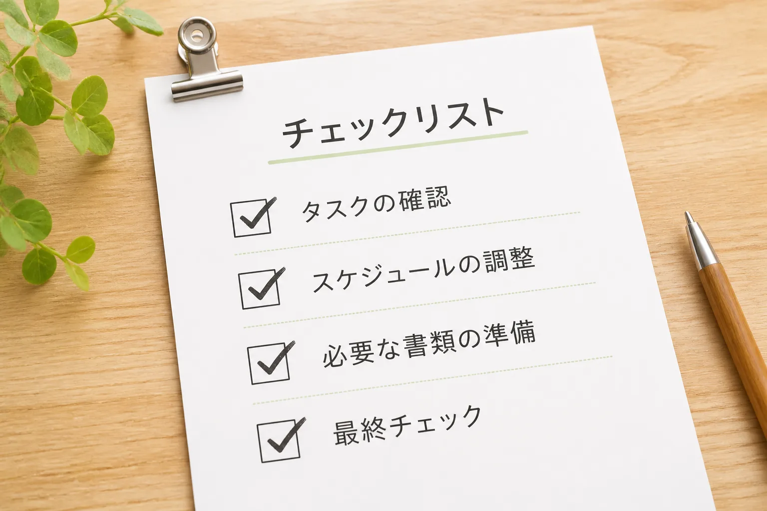 活用のコツの4項目にチェックが入ったチェックリスト用紙