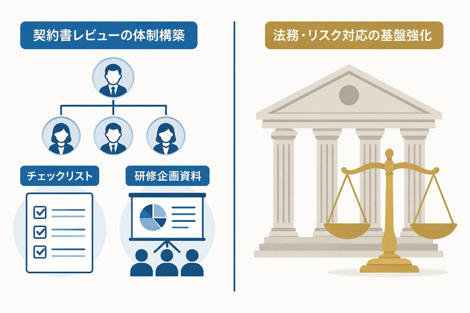 フリーランス法務コンサルタントが担える範囲と弁護士の専権業務の境界線を示す図解
