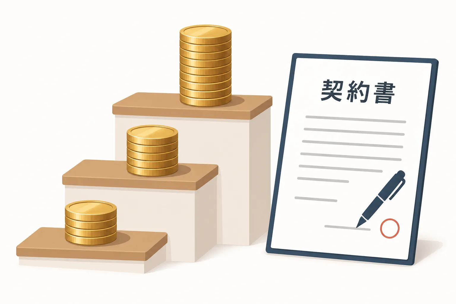 職位や案件レベルによって異なる月額単価の水準と契約書類のイメージ