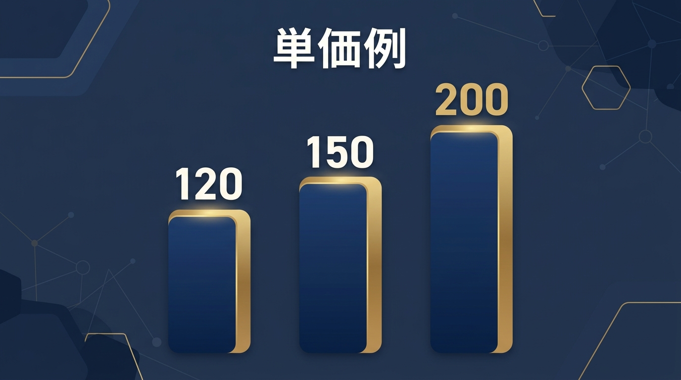 DXコンサルタントの職種別月単価を示すグラフイメージ